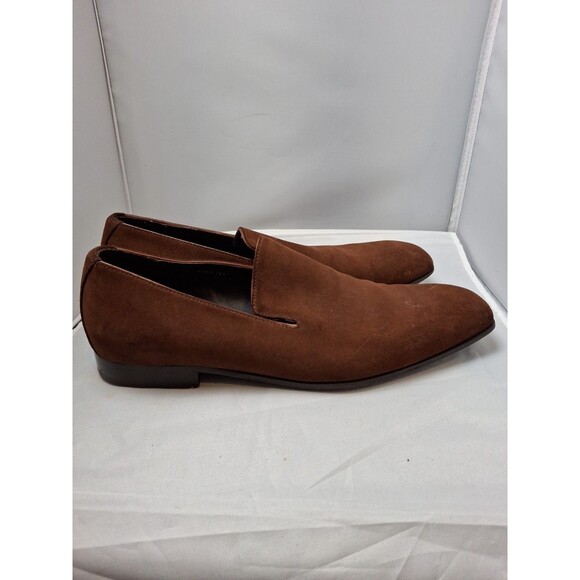 DONALD J PLINER Men\'s Luxury Suede Loafers Cognac Brown Size 9.5